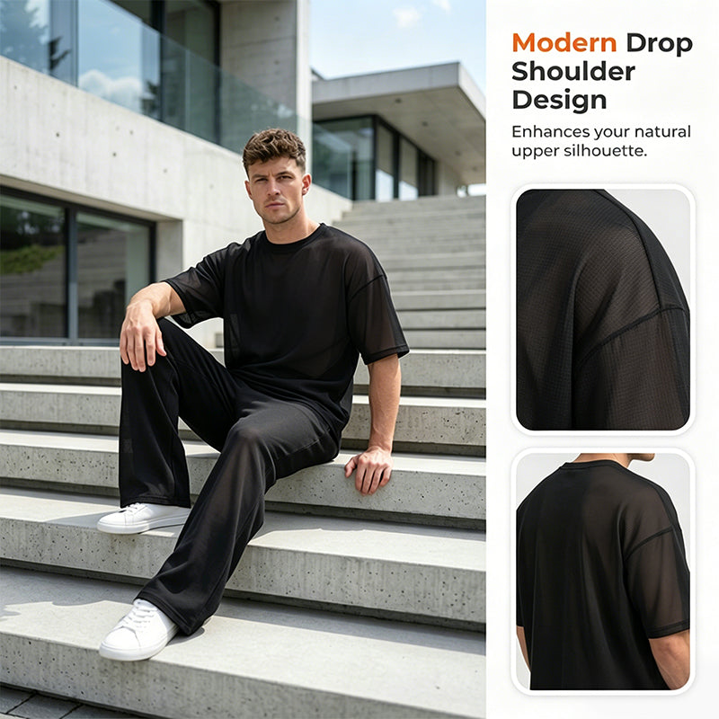 👔PROMO LIMITÉE 50% DE RÉDUCTION✨Ensemble Homme 2 Pièces – T-shirt Ample & Pantalon Large, Coupe Confortable, Décontracté⭐
