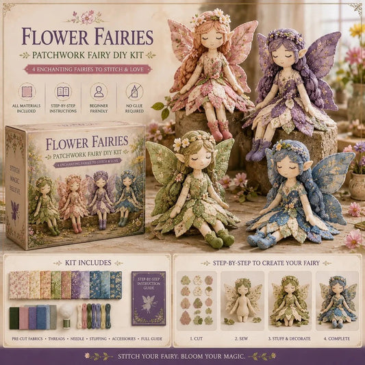 🧚‍♀️ Kit DIY Patchwork Féerique — 4 Fées Uniques • Idéal Débutants • Cadeau Magique ✨