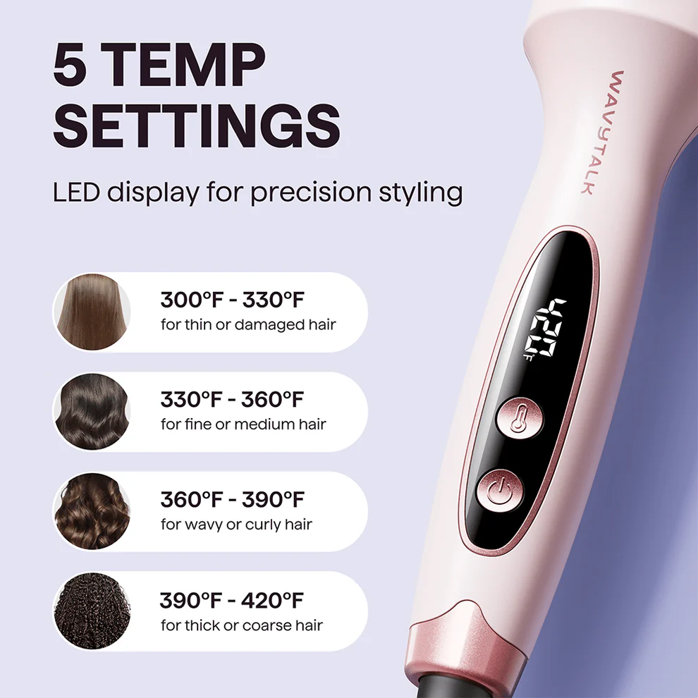 🌟Brosse à Coiffer 2 en 1 pour Volume💖Température Réglable, Céramique Tourmaline - Noir/Rose