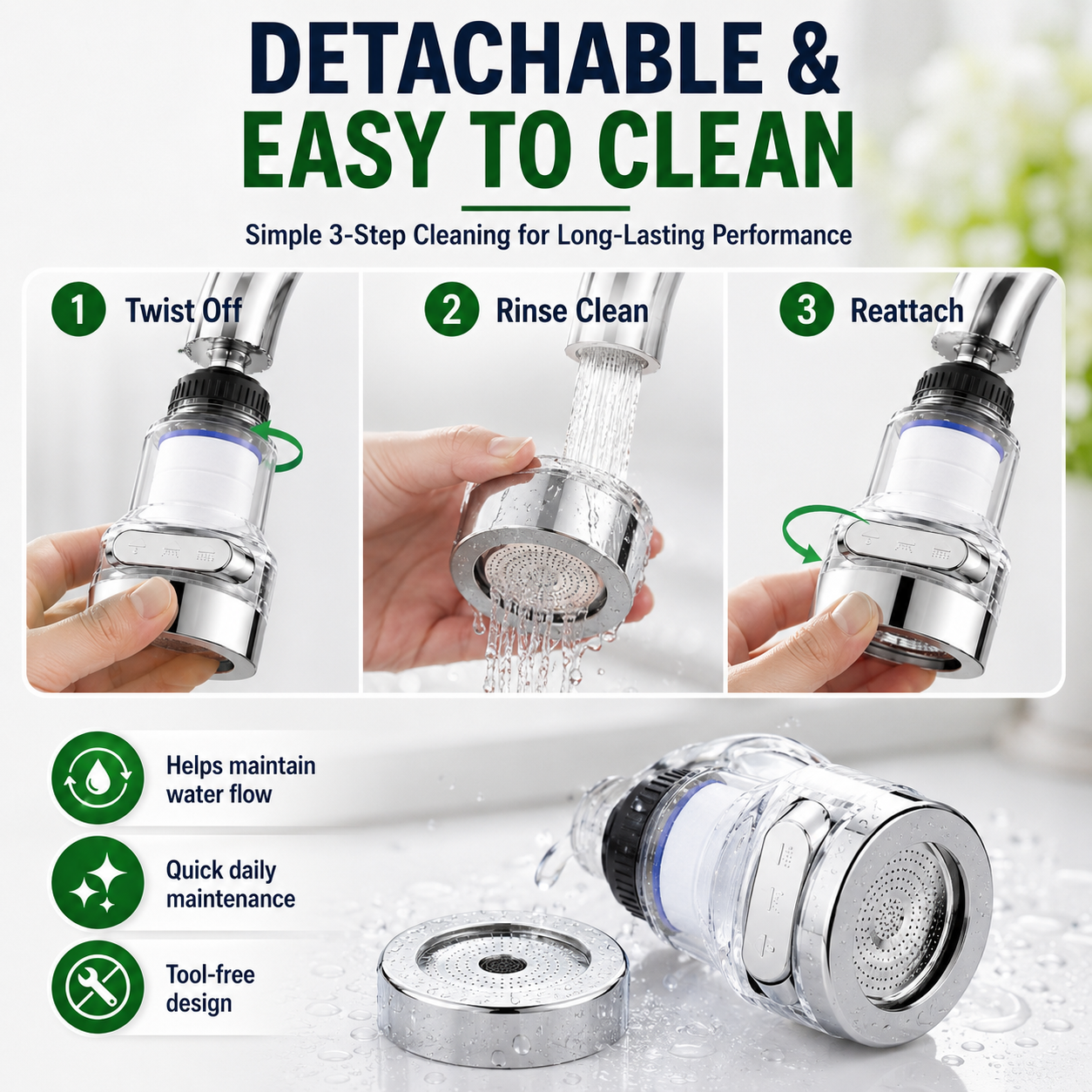 🚰 ÉCONOMISEZ 50% ! 💧 Filtre Robinet 360° – Filtration 6 Couches, 3 Modes de Pulvérisation & Design Anti-Éclaboussures – Eau Plus Pure, Nettoyage Facile ✨