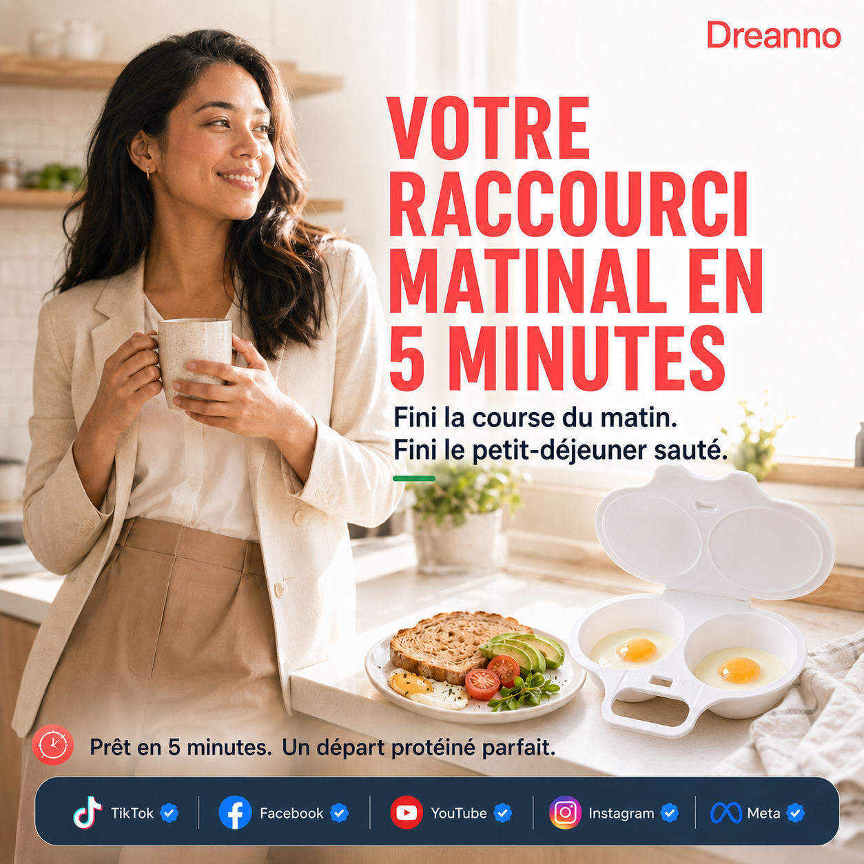 🥚 -50% ! 🛡️ Cuiseur à Œufs Anti-Éclaboussures – PP Alimentaire – Double Cavité & Couvercle Hermétique – Œuf Poché Sain au Micro-Ondes sans Effort 🌿