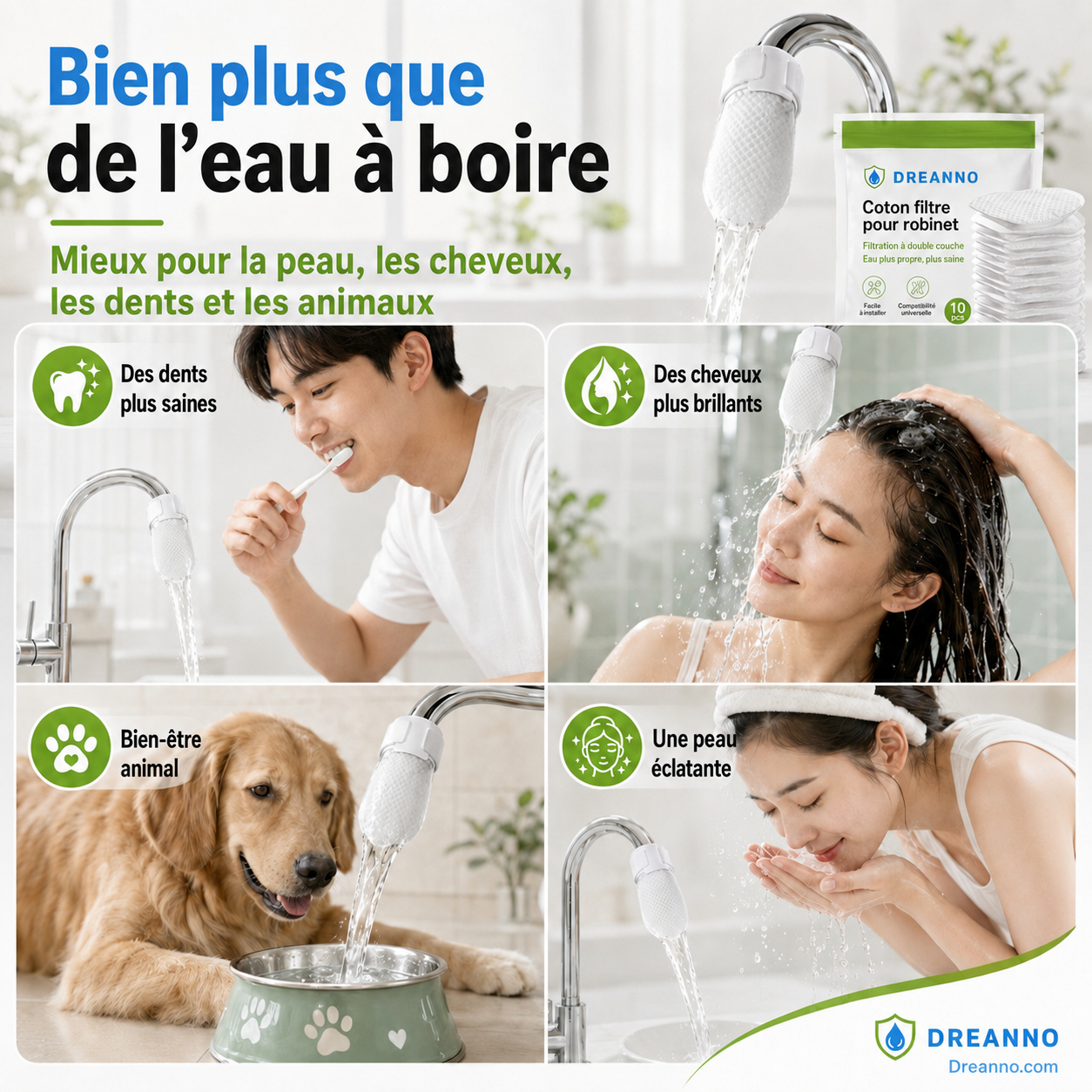 🧼 Offre spéciale du dernier jour :19.99€ ! 💧 1 achetés 1 offerts 🎁 Filtre anti-éclaboussures pour robinet – 360° orientable, élimine rouille & sédiments, réducteur de chlore✨