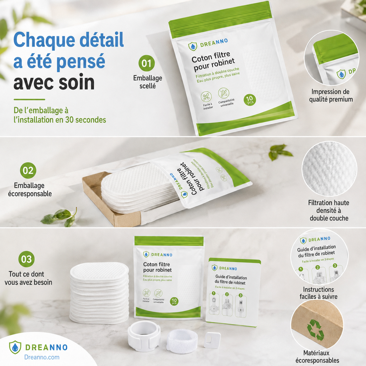 🧼 Offre spéciale du dernier jour :19.99€ ! 💧 1 achetés 1 offerts 🎁 Filtre anti-éclaboussures pour robinet – 360° orientable, élimine rouille & sédiments, réducteur de chlore✨