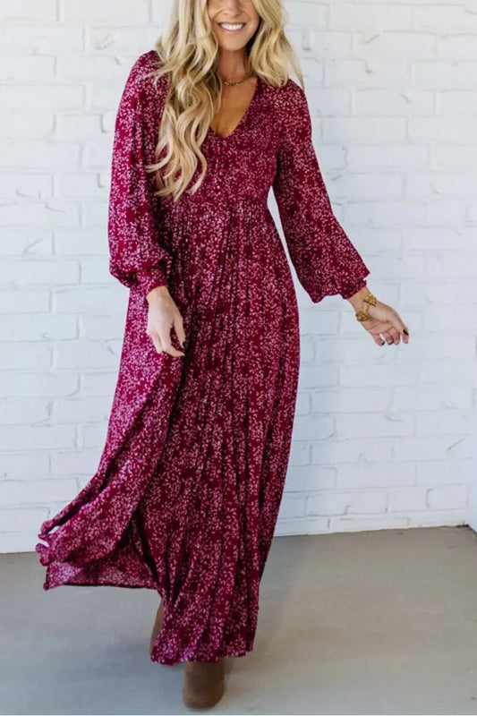 💎50% DE RÉDUCTION💎Robe Longue à Fleurs en Rayonne – Taille Smockée, Doublure Intégrale & Poches Cachées🌸👗