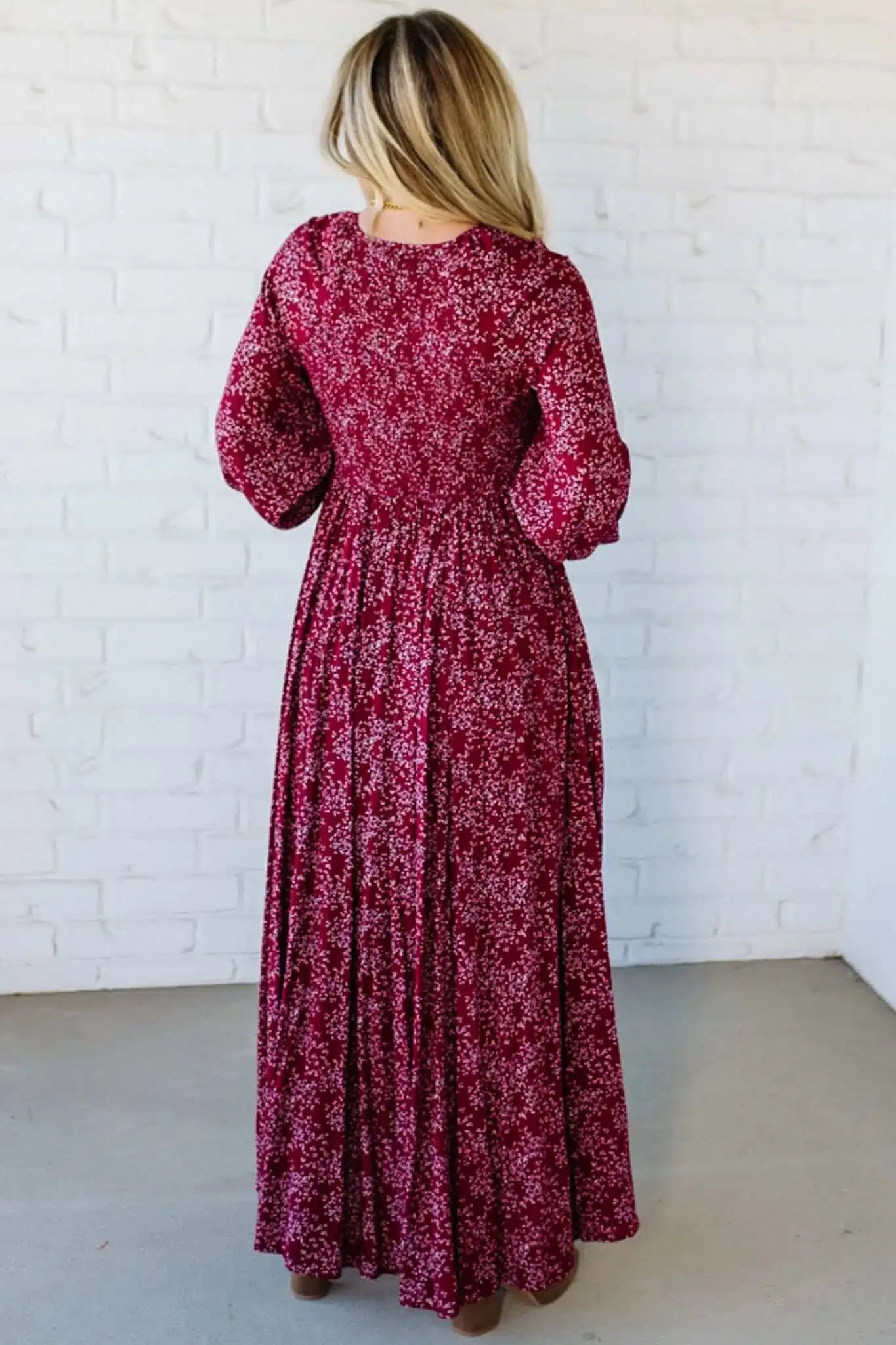 💎50% DE RÉDUCTION💎Robe Longue à Fleurs en Rayonne – Taille Smockée, Doublure Intégrale & Poches Cachées🌸👗