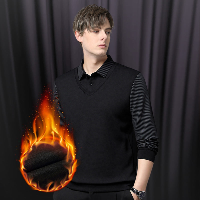 🔥50% DE RÉDUCTION🍂Chemise à Col Rayé 2 Pièces - Style Automne/Hiver en Coton Respirant et Confortable👔📦