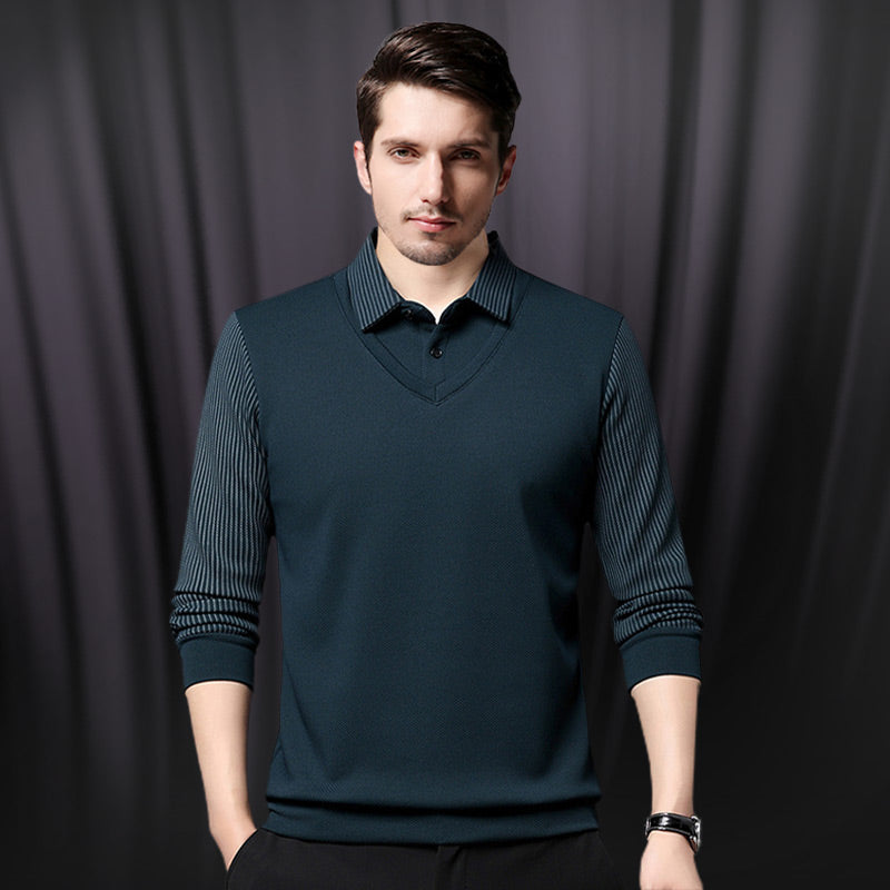 🔥50% DE RÉDUCTION🍂Chemise à Col Rayé 2 Pièces - Style Automne/Hiver en Coton Respirant et Confortable👔📦