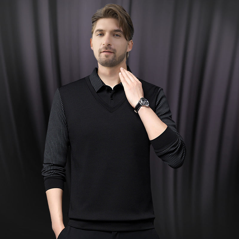 🔥50% DE RÉDUCTION🍂Chemise à Col Rayé 2 Pièces - Style Automne/Hiver en Coton Respirant et Confortable👔📦