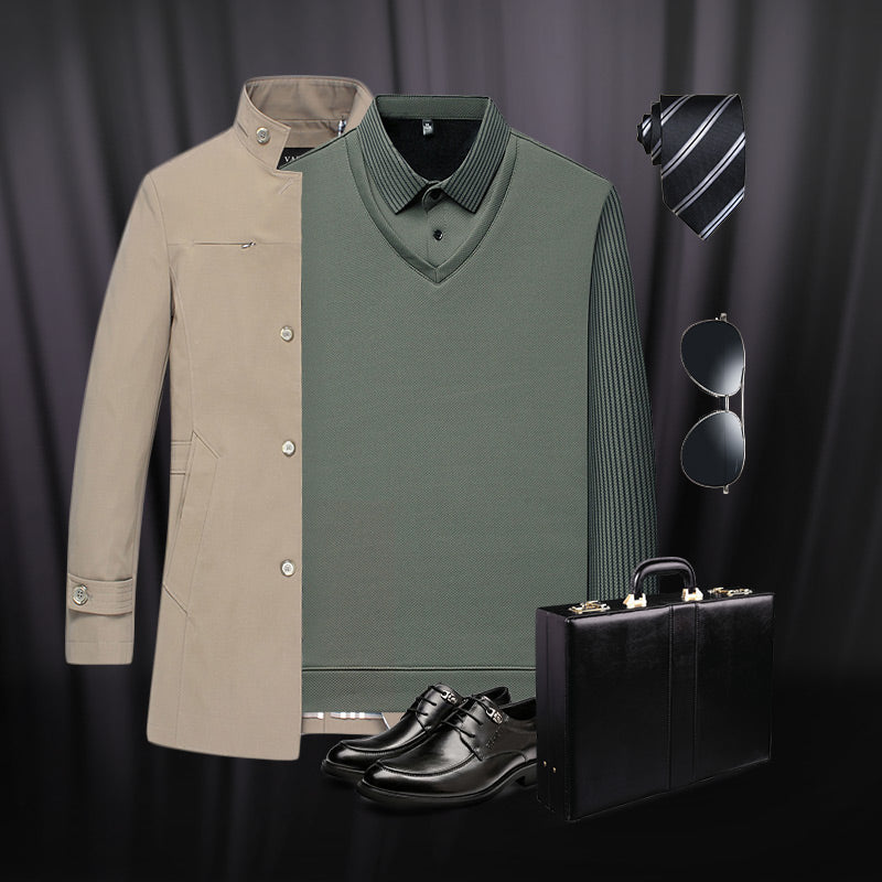 🔥50% DE RÉDUCTION🍂Chemise à Col Rayé 2 Pièces - Style Automne/Hiver en Coton Respirant et Confortable👔📦