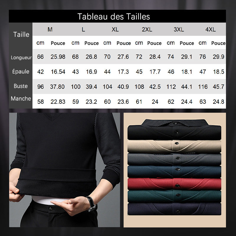 🔥50% DE RÉDUCTION🍂Chemise à Col Rayé 2 Pièces - Style Automne/Hiver en Coton Respirant et Confortable👔📦