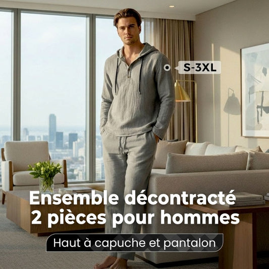 Ensemble 2 pièces pour homme : haut à capuche ample et décontracté et pantalon