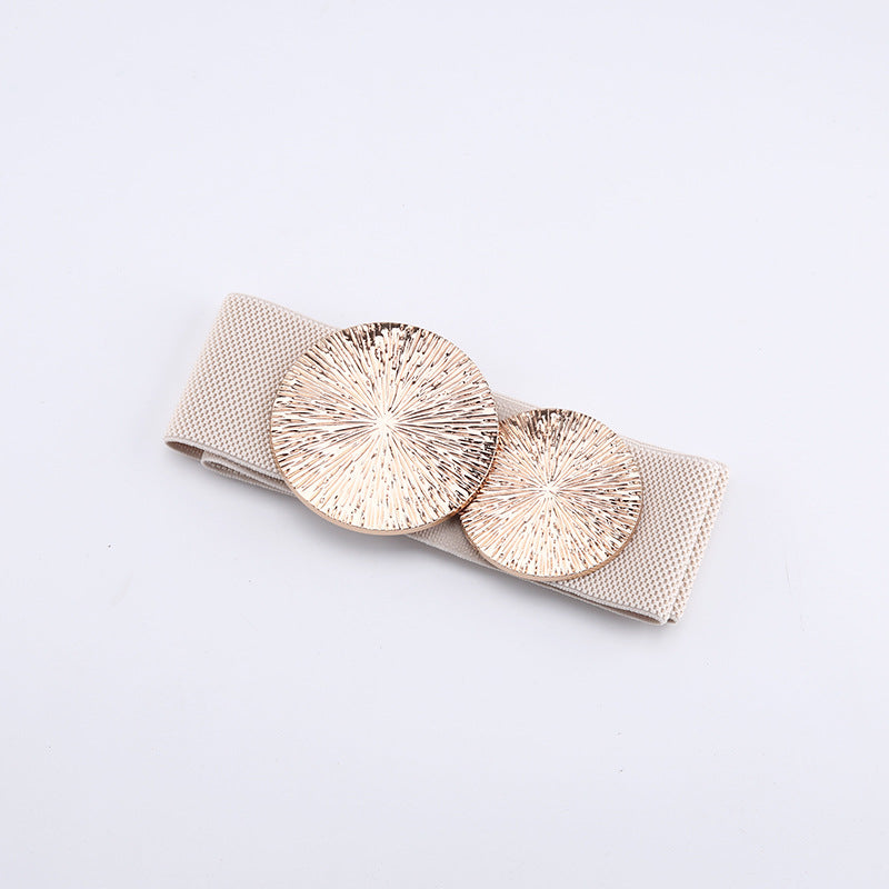 Ceinture vintage élastique à boucle dorée pour femme