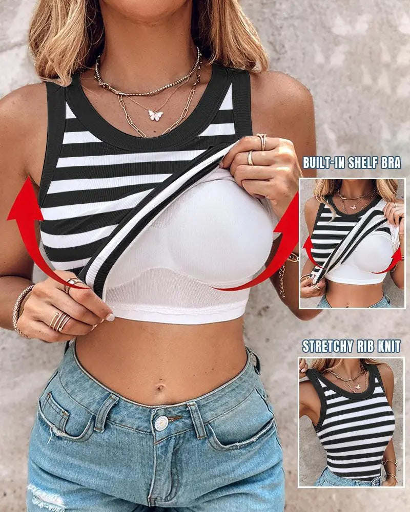 👗 50% DE RÉDUCTION 🔥 Débardeur côtelé avec soutien-gorge intégré – Coupe gainante & confort ultime – 6 couleurs – parfait sous une veste ou porté seul pour un look chic et pratique 👙