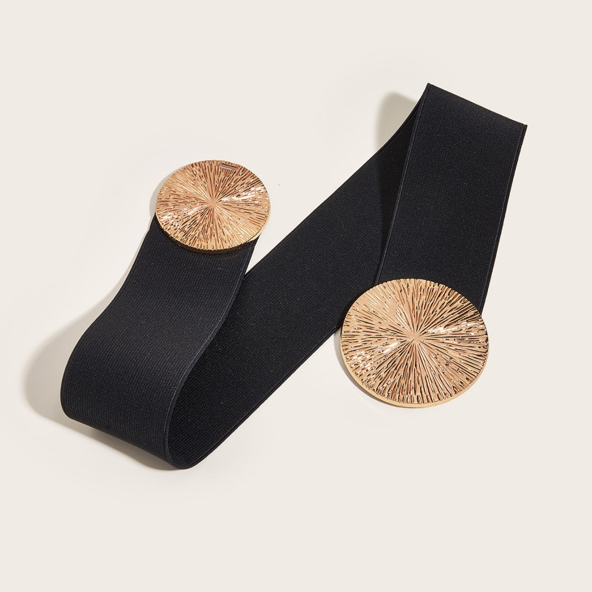 Ceinture vintage élastique à boucle dorée pour femme