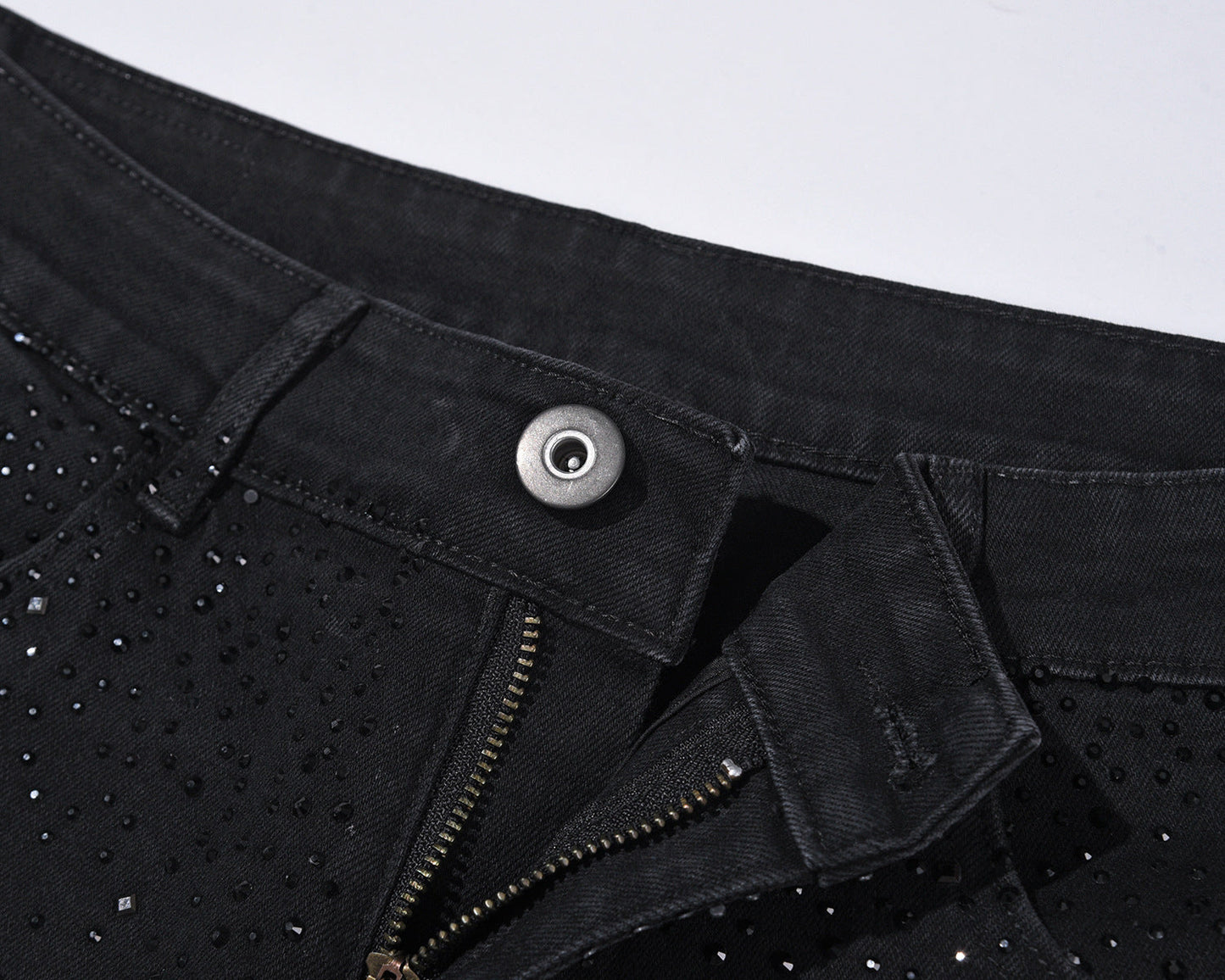 👖 50% DE RÉDUCTION! ✨ Jean Slim Noir Orné de Strass – Confort Extensible, Style Éblouissant & Parfait pour des Looks Tendance 🖤