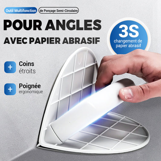 🛠️Outil de Ponçage Multifonctionnel Semi-Circulaire avec Papier Abrasif✨Idéal pour Coins et Surfaces Courbes
