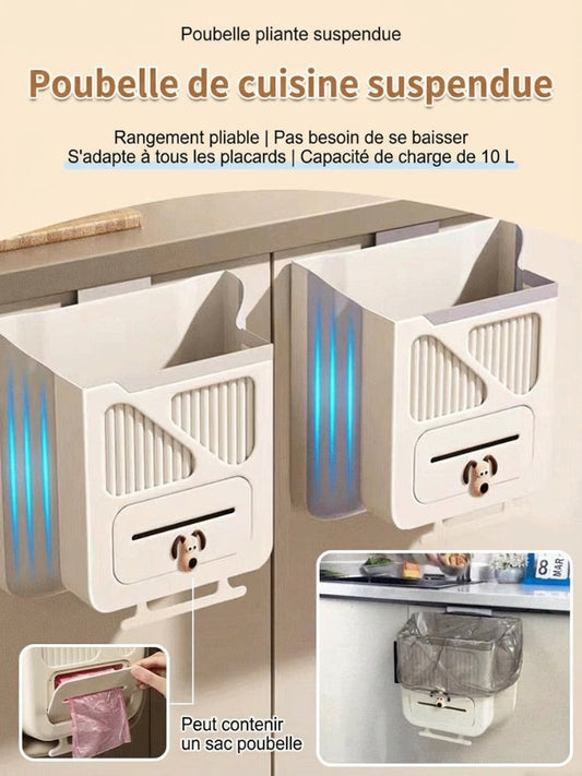 📢50 % de réduction⏰Poubelle de Cuisine Pliable & Suspendue🗑️Gain de Place, Facile à Nettoyer et Pratique au Quotidien✨