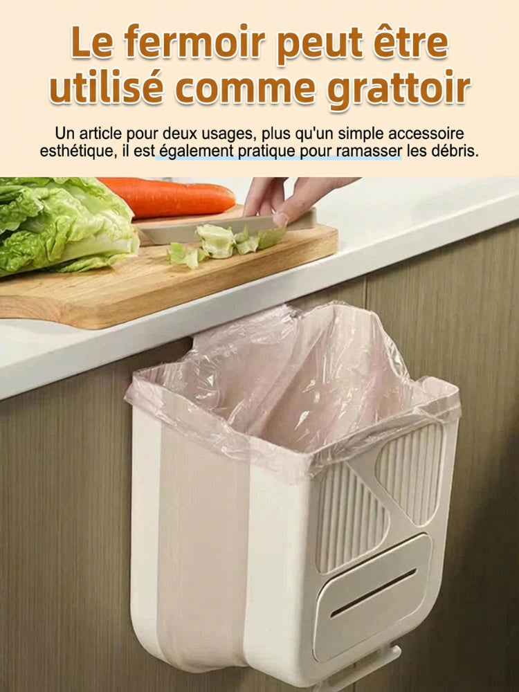 📢50 % de réduction⏰Poubelle de Cuisine Pliable & Suspendue🗑️Gain de Place, Facile à Nettoyer et Pratique au Quotidien✨