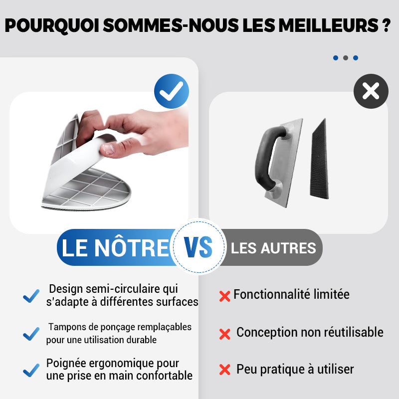 🛠️Outil de Ponçage Multifonctionnel Semi-Circulaire avec Papier Abrasif✨Idéal pour Coins et Surfaces Courbes