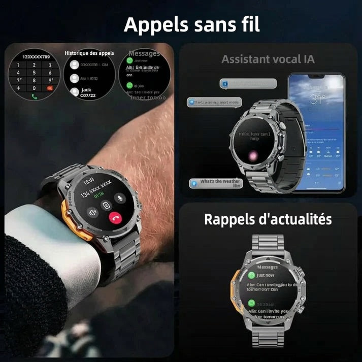 📢📢60% de réduction !! ⏰ Montre connectée HD pour homme – Écran 1,52", suivi santé & notifications intelligentes ⌚💼