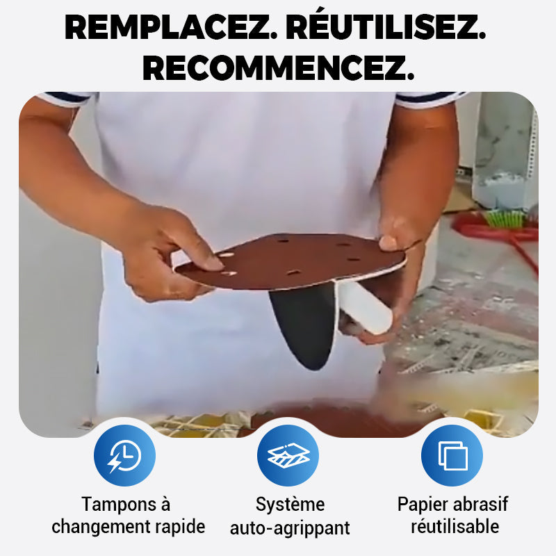 🛠️Outil de Ponçage Multifonctionnel Semi-Circulaire avec Papier Abrasif✨Idéal pour Coins et Surfaces Courbes