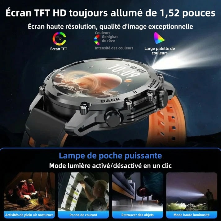 📢📢60% de réduction !! ⏰ Montre connectée HD pour homme – Écran 1,52", suivi santé & notifications intelligentes ⌚💼