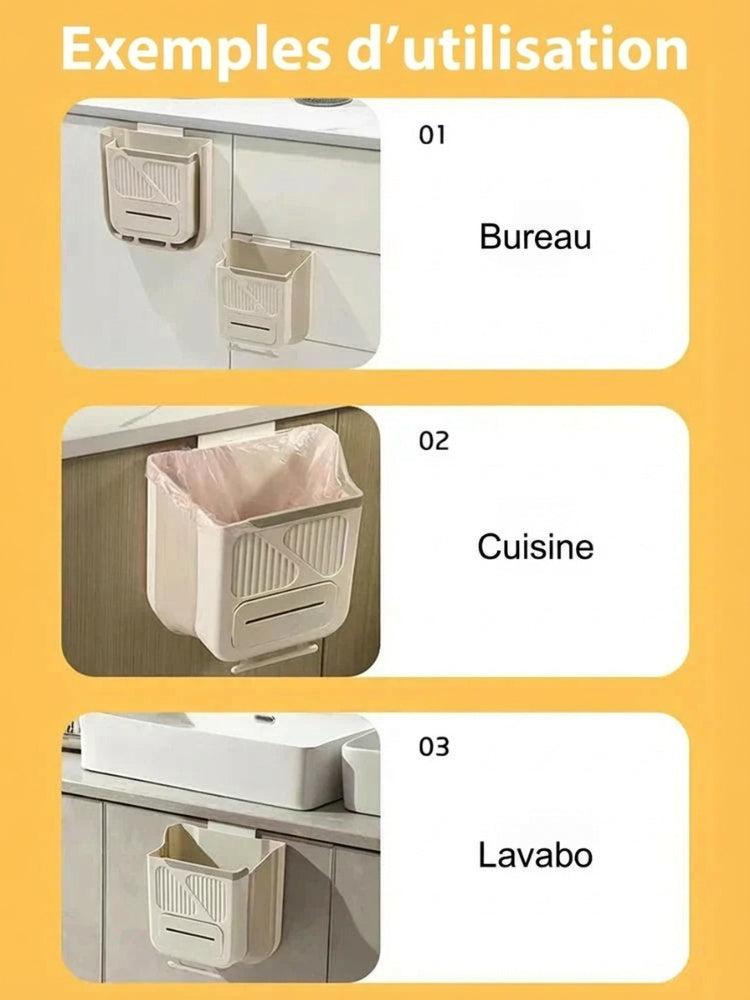 📢50 % de réduction⏰Poubelle de Cuisine Pliable & Suspendue🗑️Gain de Place, Facile à Nettoyer et Pratique au Quotidien✨