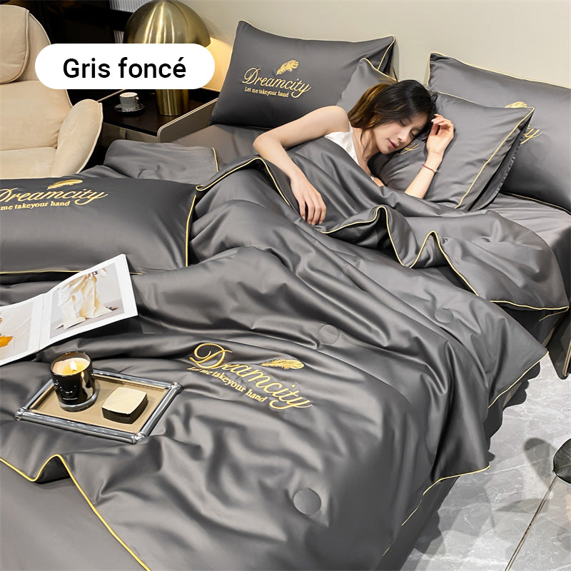 💕Confortable et rafraîchissant❄️Parure de lit quatre pièces en velours de haute qualité