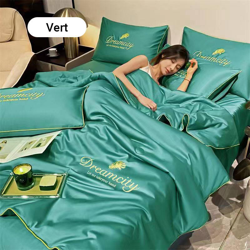 💕Confortable et rafraîchissant❄️Parure de lit quatre pièces en velours de haute qualité