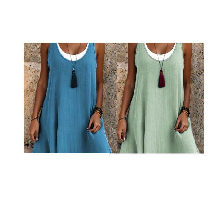 💃Robe débardeur deux pièces décontractée et ample sans manches pour femme