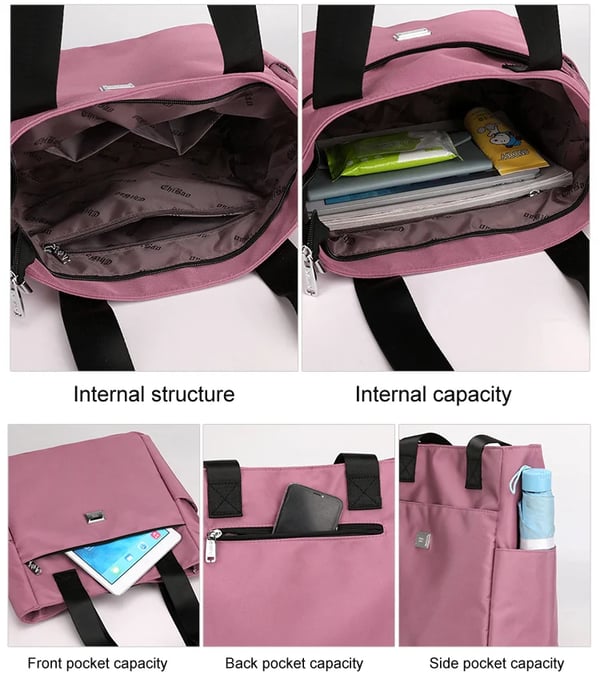 Sac à Bandoulière en Nylon Multi-Poches Imperméable de Grande Capacité