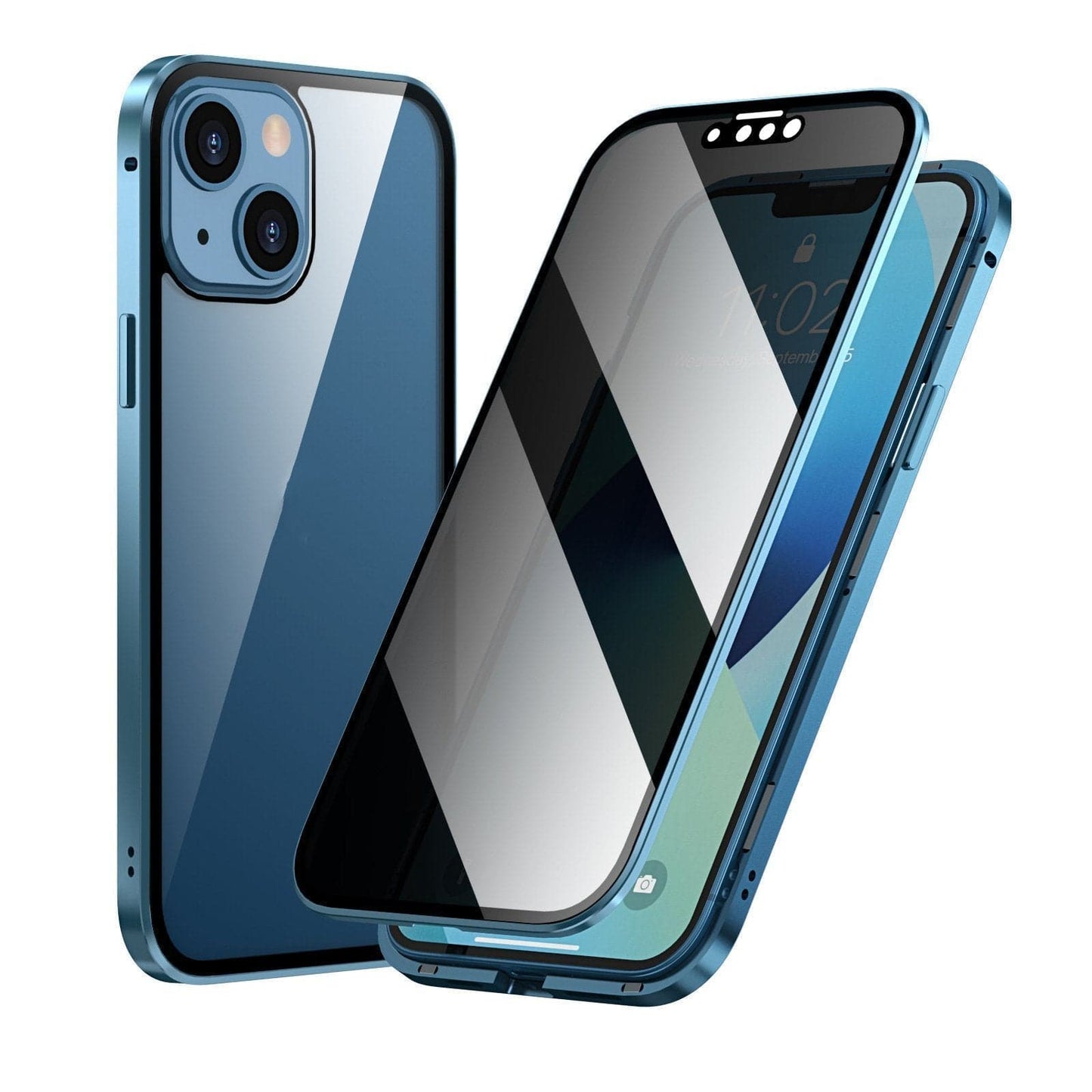 Coque Magnétique iPhone avec Protection Confidentialité – Verre Trempé Anti-Espion & Cadre Métal 360°