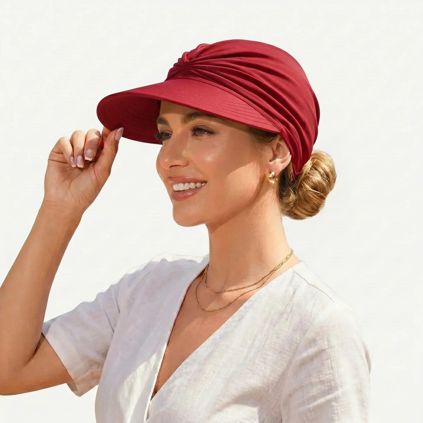 Visière Solaire UPF 50+ avec Trou pour Queue de Cheval | Casquette Pliable Plage & Golf Femme