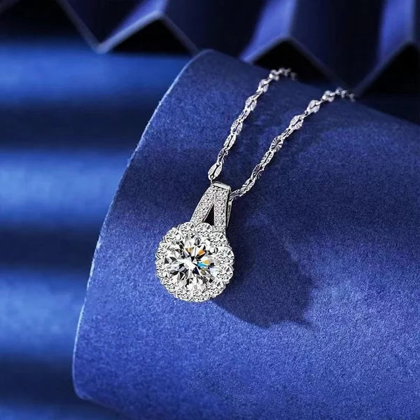 🔥 49% OFF 💕 S925 Sterling Silver Moissanite Sunflower Pendant Necklace
