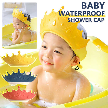 👶🛒 -50% ! 🛁Bonnet de Douche Imperméable pour Bébé – PP + TPE, Ajustable & Couronne Dessin Animé