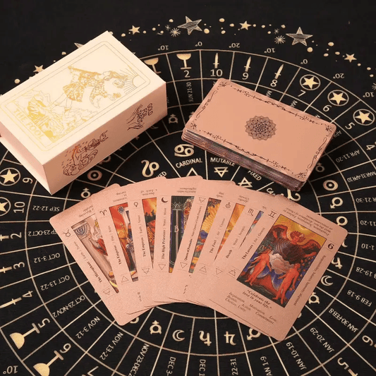 📢50% DE RÉDUCTION✨Jeu de Tarot « Witchy Cauldron » Rose Gold – 80 Cartes Feuille d’Aluminium + Livre Guide Inclus⚡