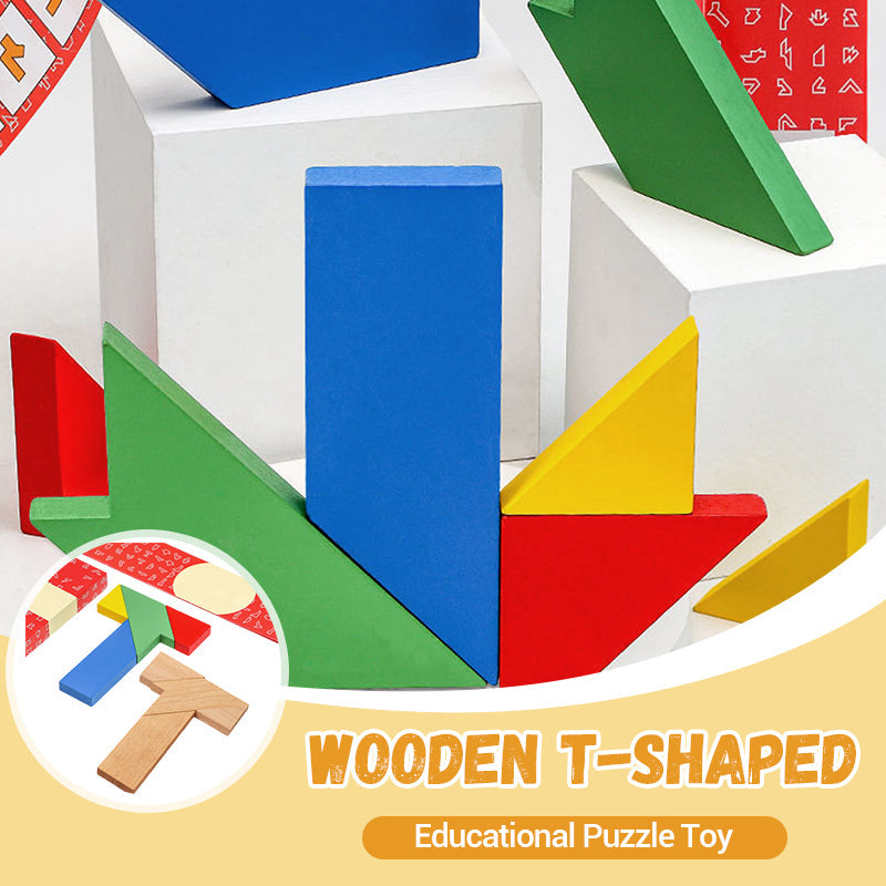 🧩50 % de réduction🌲Puzzle en Bois en Forme de T🧠Éducatif, Logique & Durable !