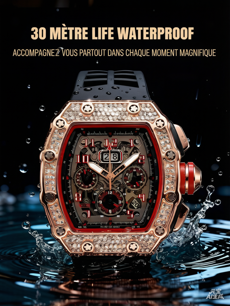 ⌚💎 PROMO FLASH 50% ! Montre Homme de Luxe Forme Tonneau avec Strass – Édition Limitée, Cadran Cristal, Design Unique & Élégant ✨