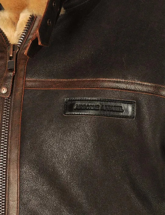 Blouson pilote classique B-3 - Blouson aviateur en cuir pour homme avec doublure en peau de mouton