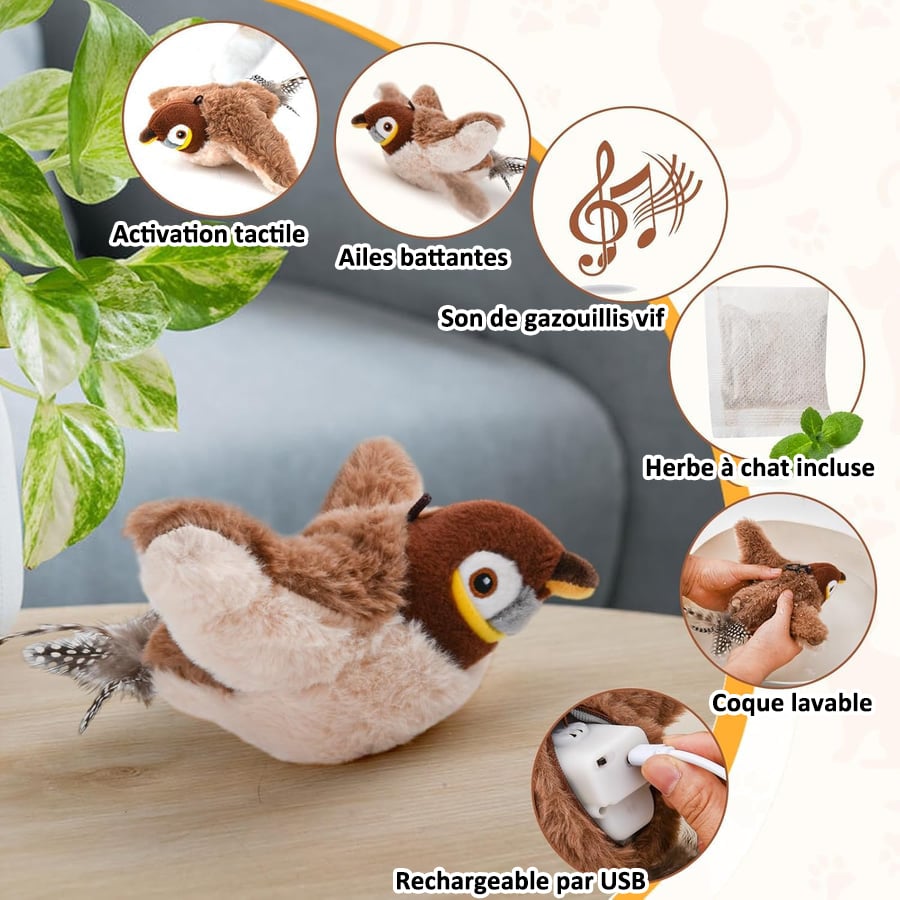 🔥Dernier jour 50% de réduction🐦Jouets à l'herbe à chat pour oiseaux à ailes battantes