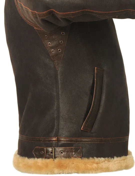 Blouson pilote classique B-3 - Blouson aviateur en cuir pour homme avec doublure en peau de mouton