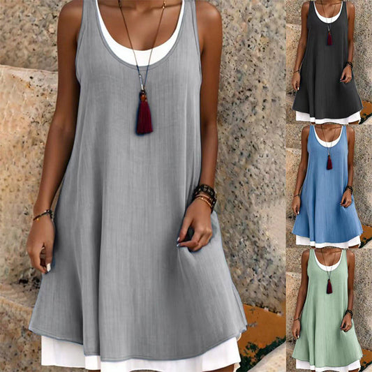 💃Robe débardeur deux pièces décontractée et ample sans manches pour femme