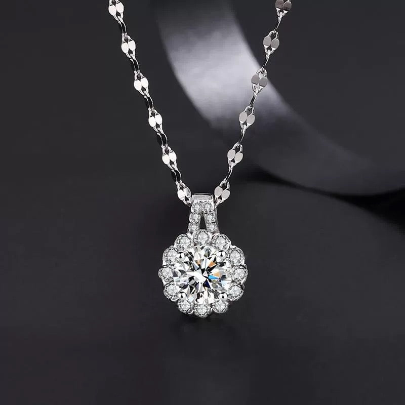 🔥 49% OFF 💕 S925 Sterling Silver Moissanite Sunflower Pendant Necklace