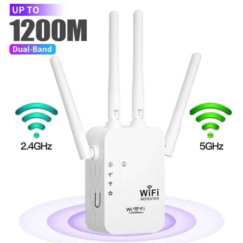 Extenseur WiFi 1200Mbps - Élimine les Zones Mortes, Connexion Stable pour Toute la Maison