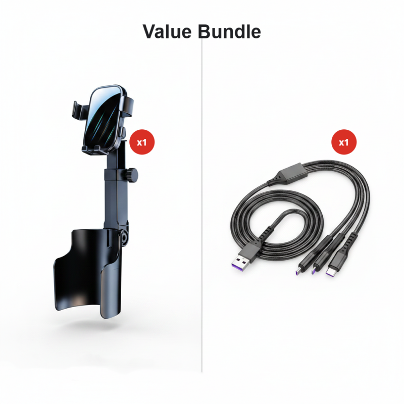 🥤Support pour téléphone à fixer sur le porte-gobelet de la voiture – orientable à 360°🧲