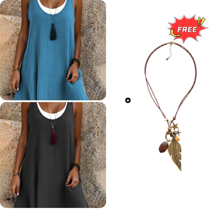 💃Robe débardeur deux pièces décontractée et ample sans manches pour femme