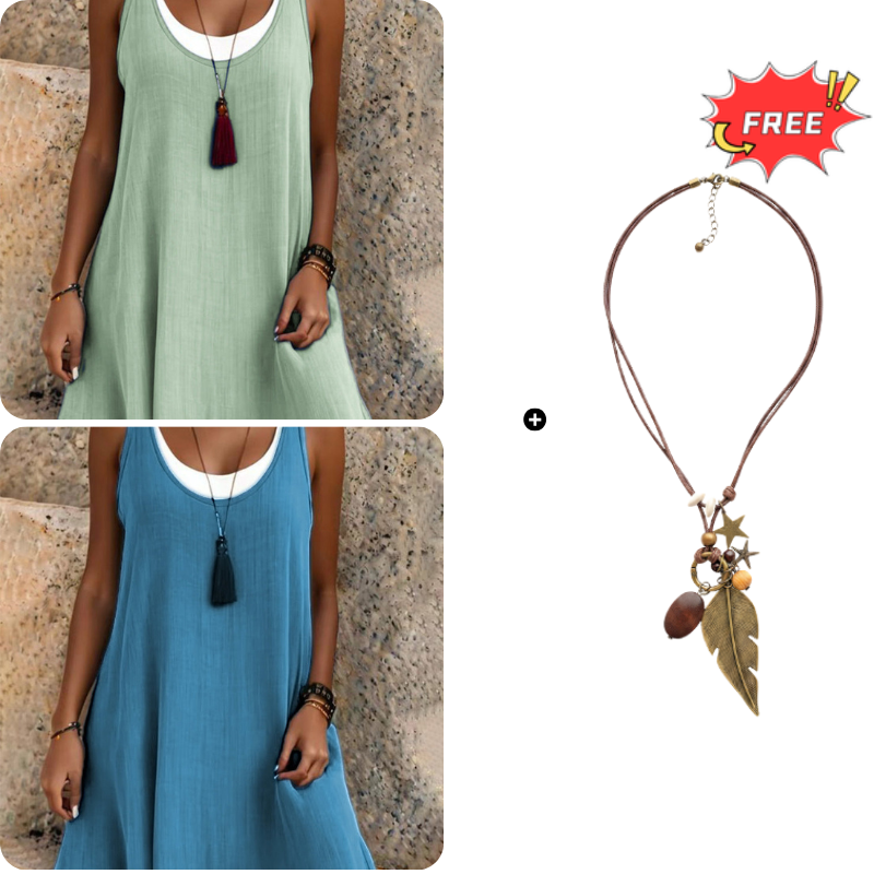 💃Robe débardeur deux pièces décontractée et ample sans manches pour femme