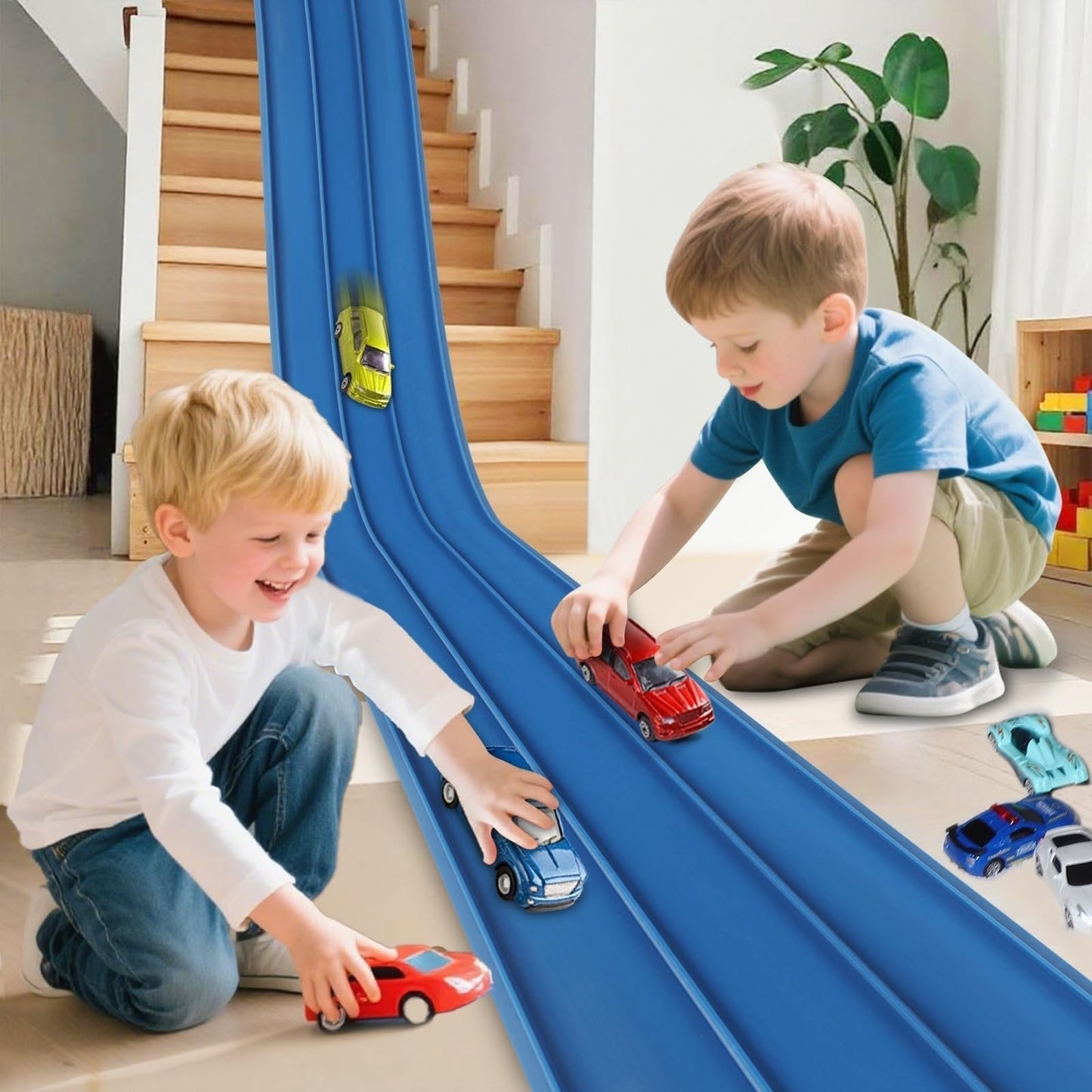 🔥 50% DE RÉDUCTION ! ✨ Circuit de Course Flexible 4m - Montage Sans Outil, Matériau Écologique, Développe la Créativité 🚗✨