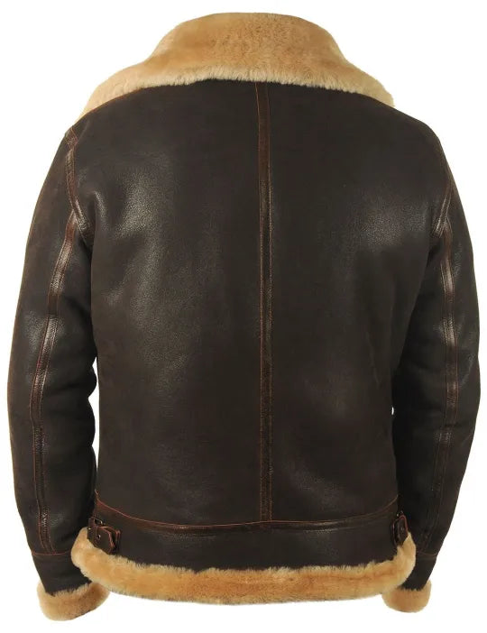 Blouson pilote classique B-3 - Blouson aviateur en cuir pour homme avec doublure en peau de mouton