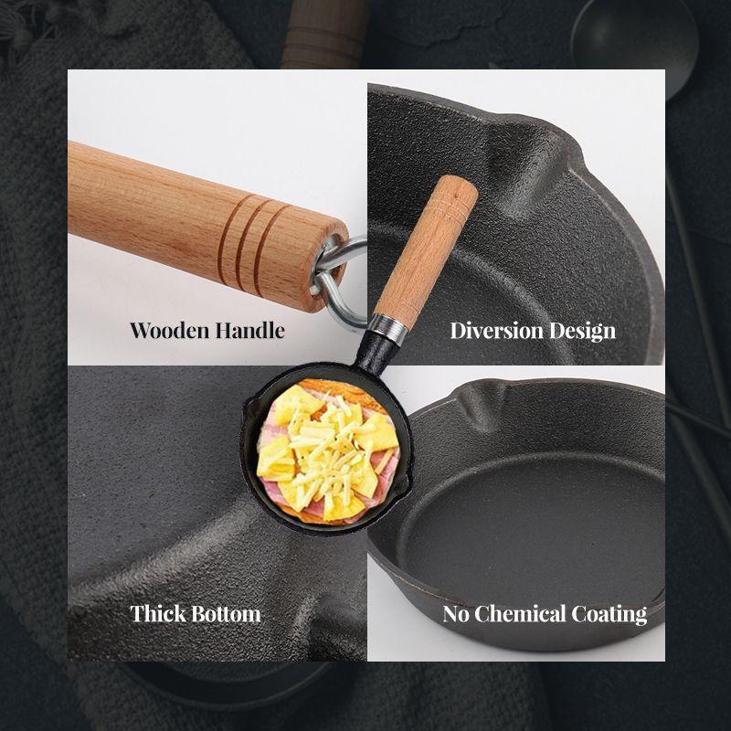 ⏳ PROMO FLASH : 50% DE RÉDUCTION ! 🍳 Mini Poêle en Fonte Antiadhésive 10 cm – Coulée d’une Seule Pièce – Sain & Durable – Manche en Bois Ergonomique – Idéale pour Œufs, Crêpes & Petites Portions 🥞